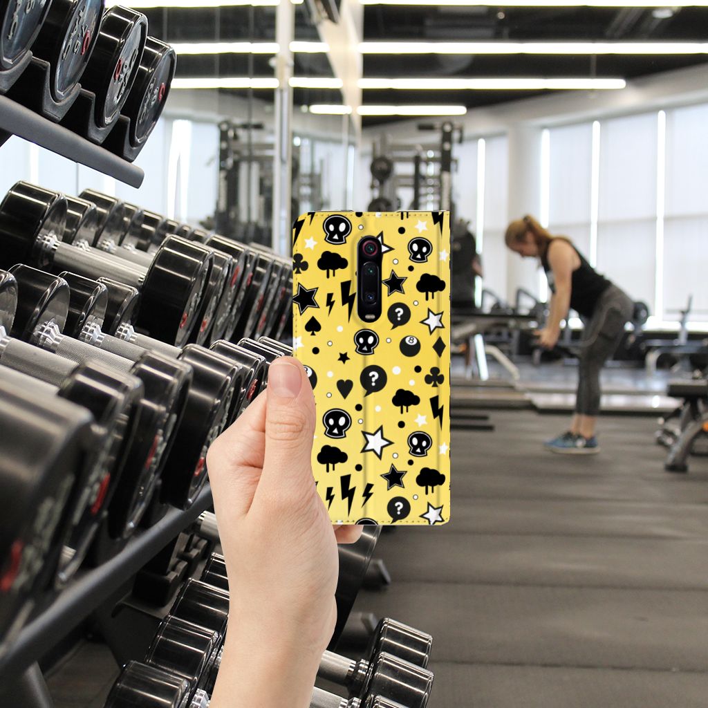 Mobiel BookCase Xiaomi Redmi K20 Pro Punk Geel - B2C Telecom