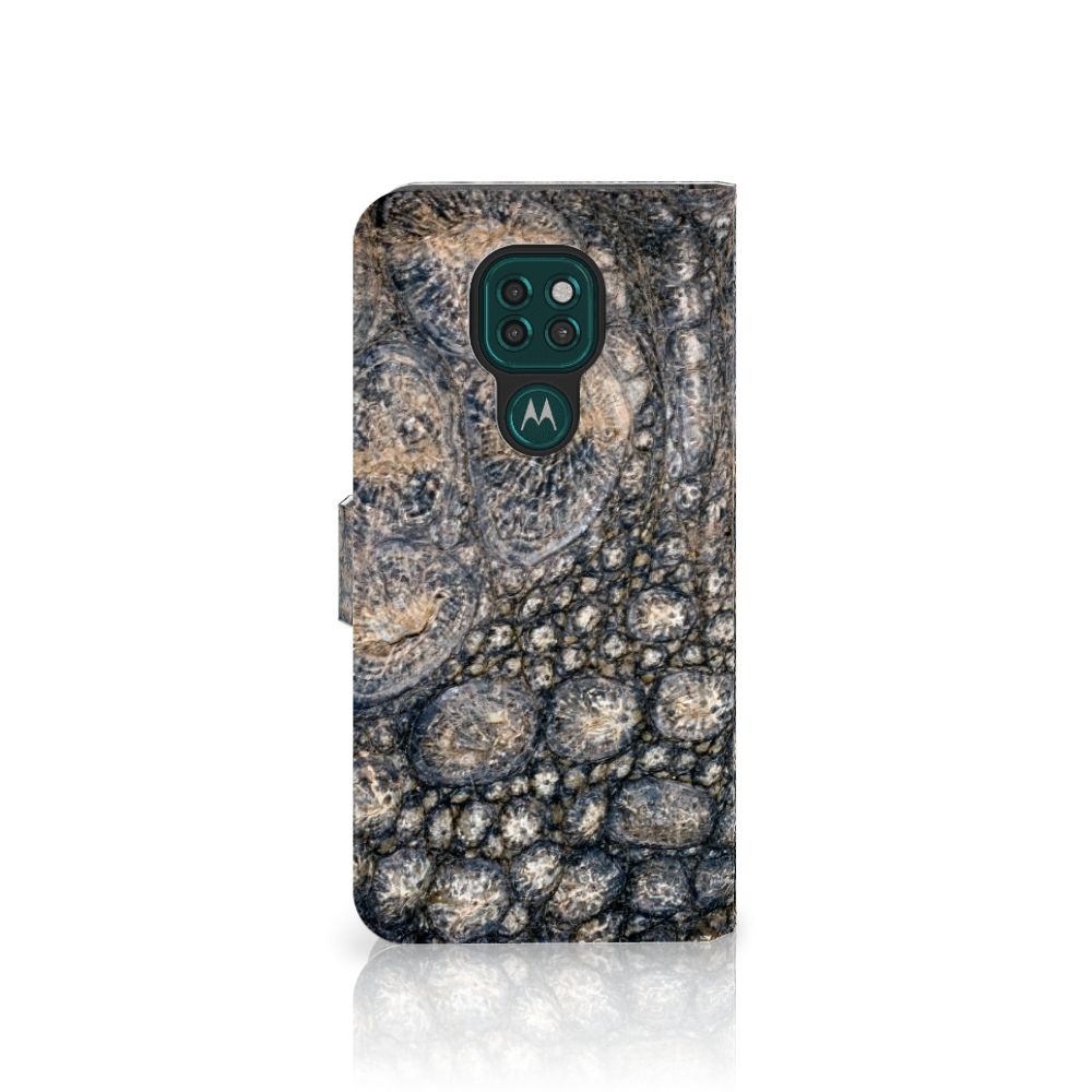 Motorola Moto G9 Play | E7 Plus Telefoonhoesje met Pasjes Krokodillenprint