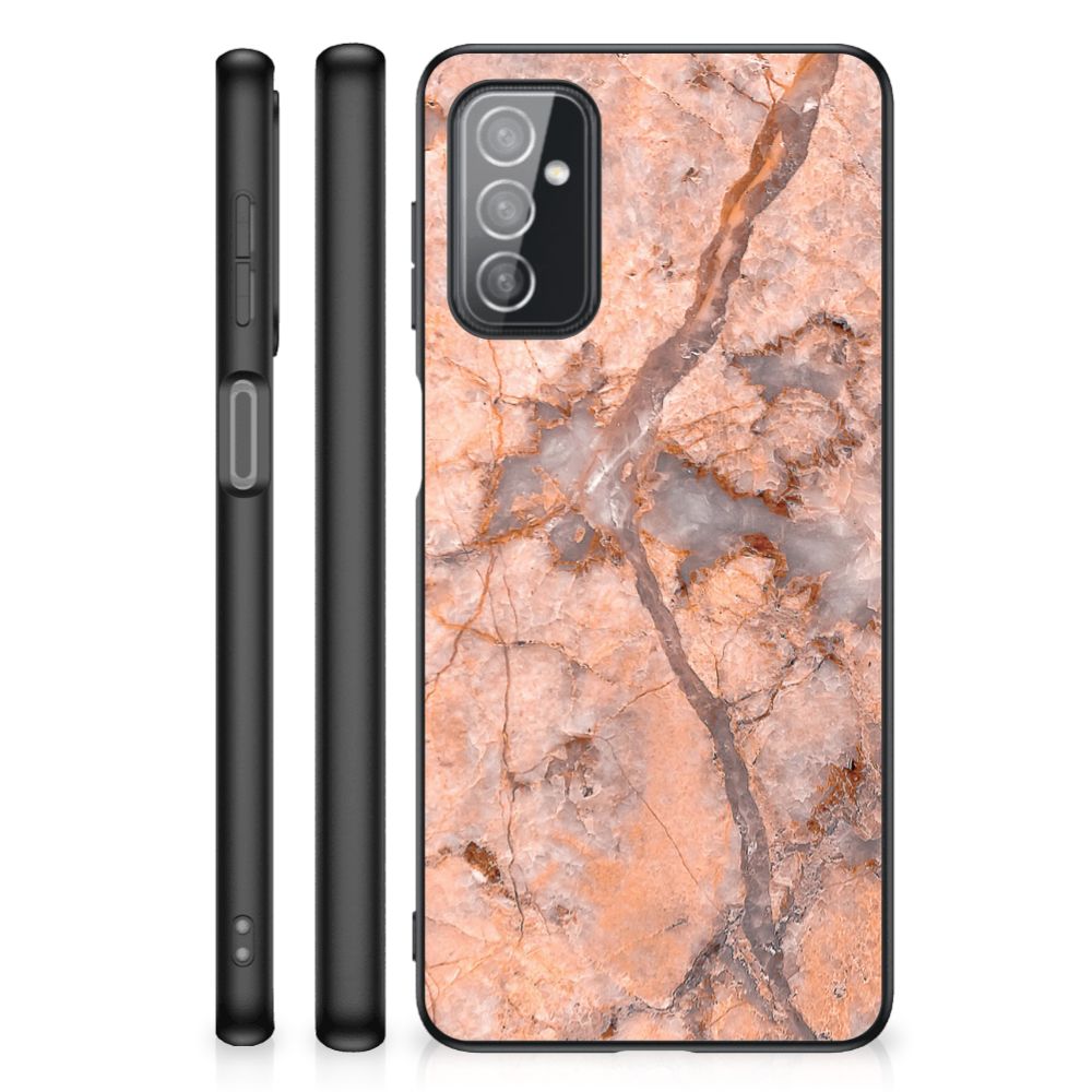 Samsung Galaxy M52 Marmeren Print Telefoonhoesje Marmer Oranje B2C Telecom