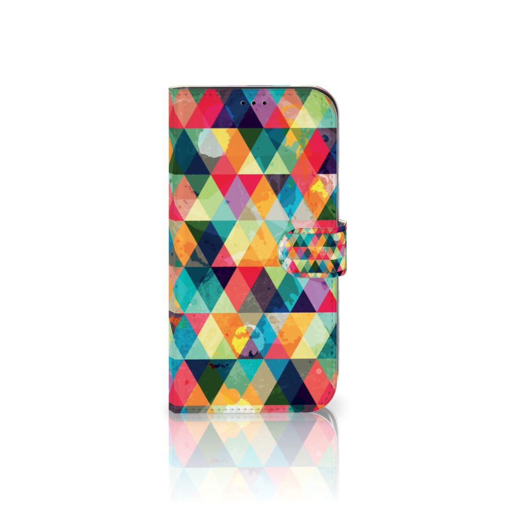 iPhone 13 Pro Max Telefoon Hoesje Geruit met kleurrijk ruitjesdesign, ruimte voor 3 pasjes 📱