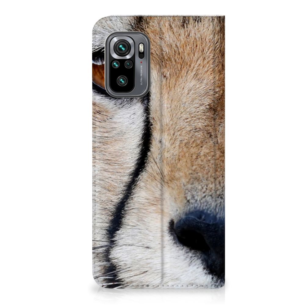 Xiaomi Redmi Note 10 4G | 10S | Poco M5s Hoesje maken Cheetah met close-up van een jachtluipaard. Flitsend ontwerp.