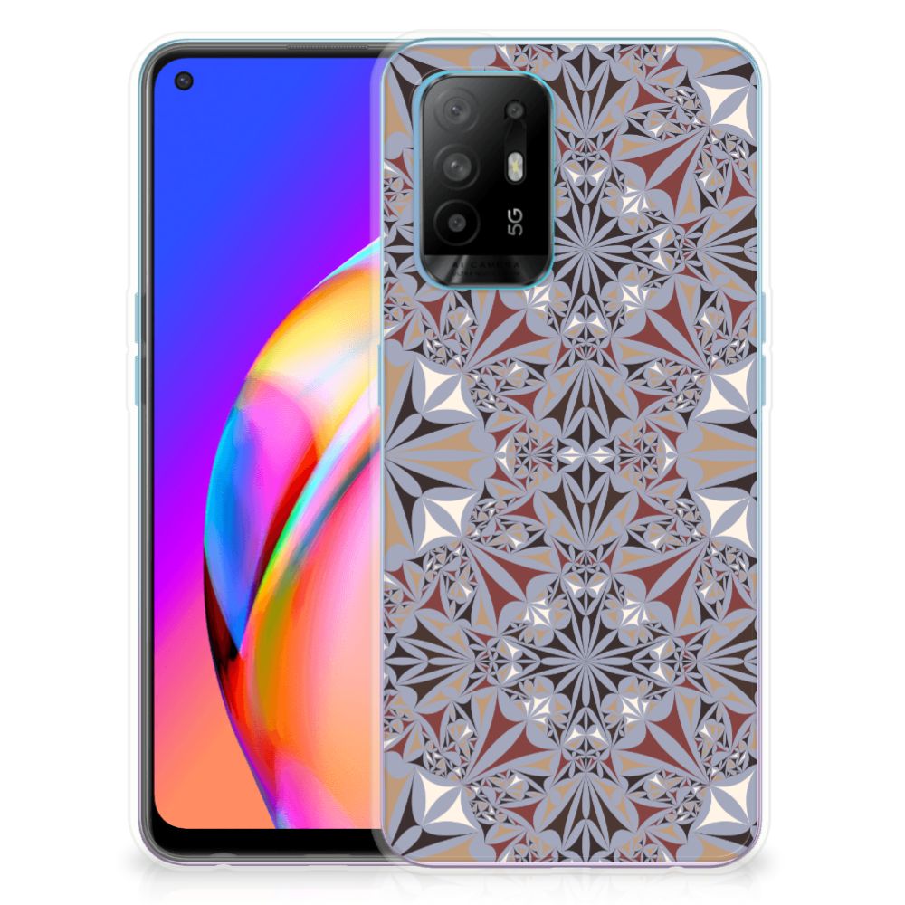 OPPO A94 5G | Reno5 Z TPU Siliconen Hoesje Flower Tiles