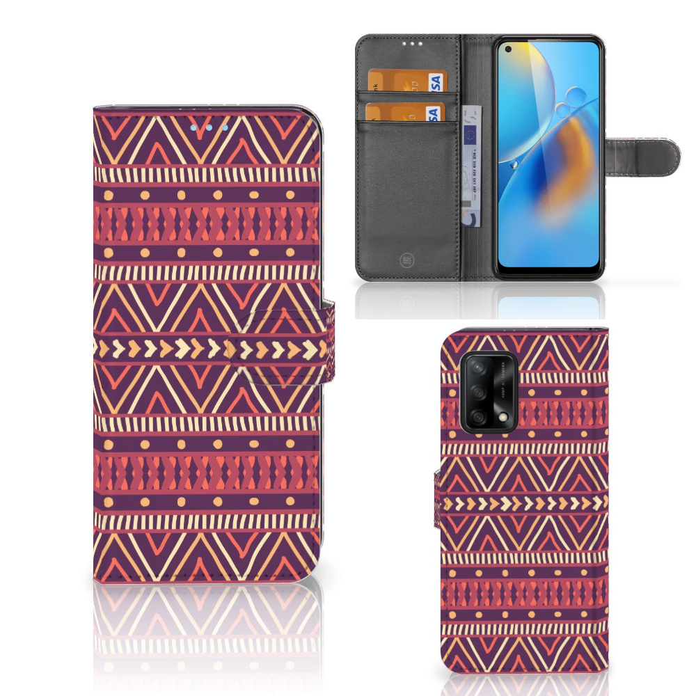 OPPO A74 4G Telefoon Hoesje Aztec Paars
