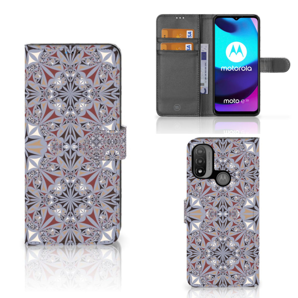 Motorola Moto E20 | E30 | E40 Bookcase Flower Tiles