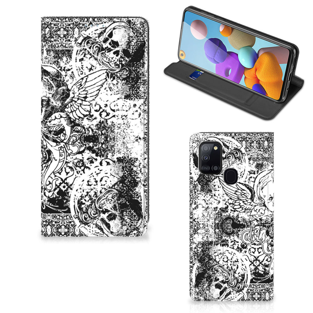 Mobiel BookCase Samsung Galaxy A21s Skulls Angel