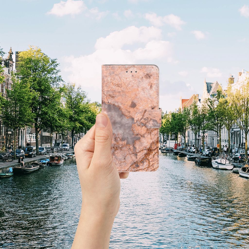 Samsung Galaxy J7 2016 Bookcase Marmer Oranje