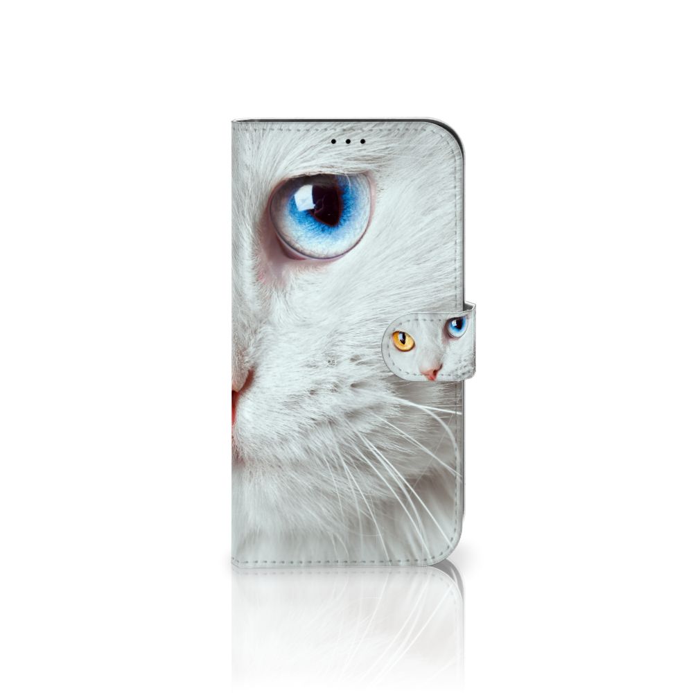iPhone 13 Pro Max Telefoonhoesje met Pasjes Witte Kat