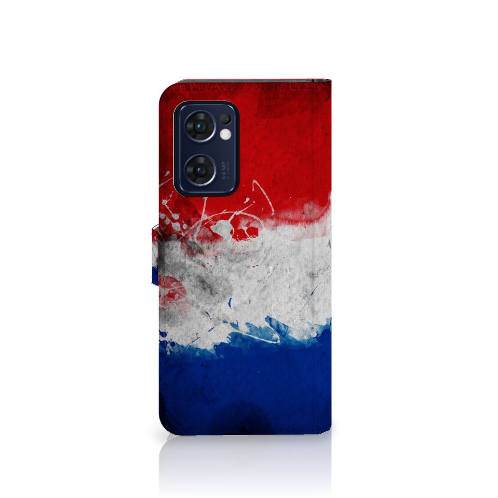 OPPO Find X5 Lite | Reno 7 5G Bookstyle Case Nederland met artistiek ontwerp van de Nederlandse vlag.