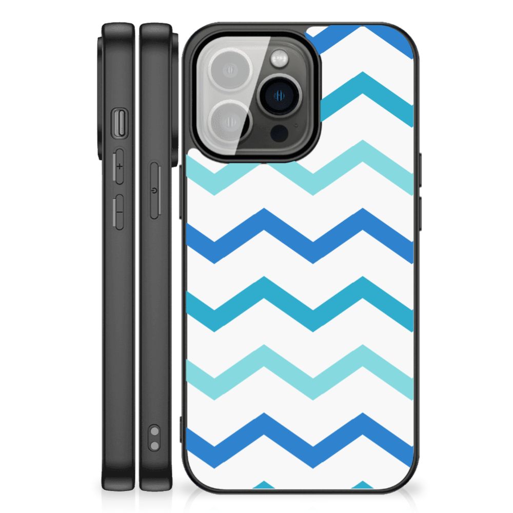 iPhone 13 Pro Max Back Case Zigzag Blauw B2C Telecom