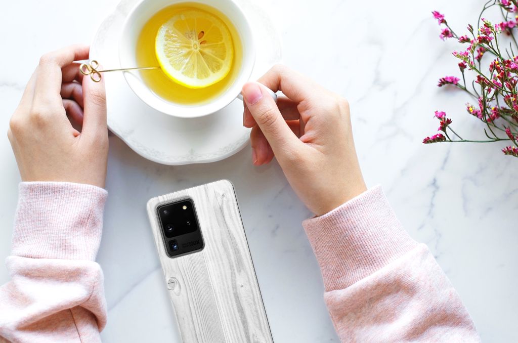 Samsung Galaxy S20 Ultra Bumper Hoesje White Wood B2C Telecom