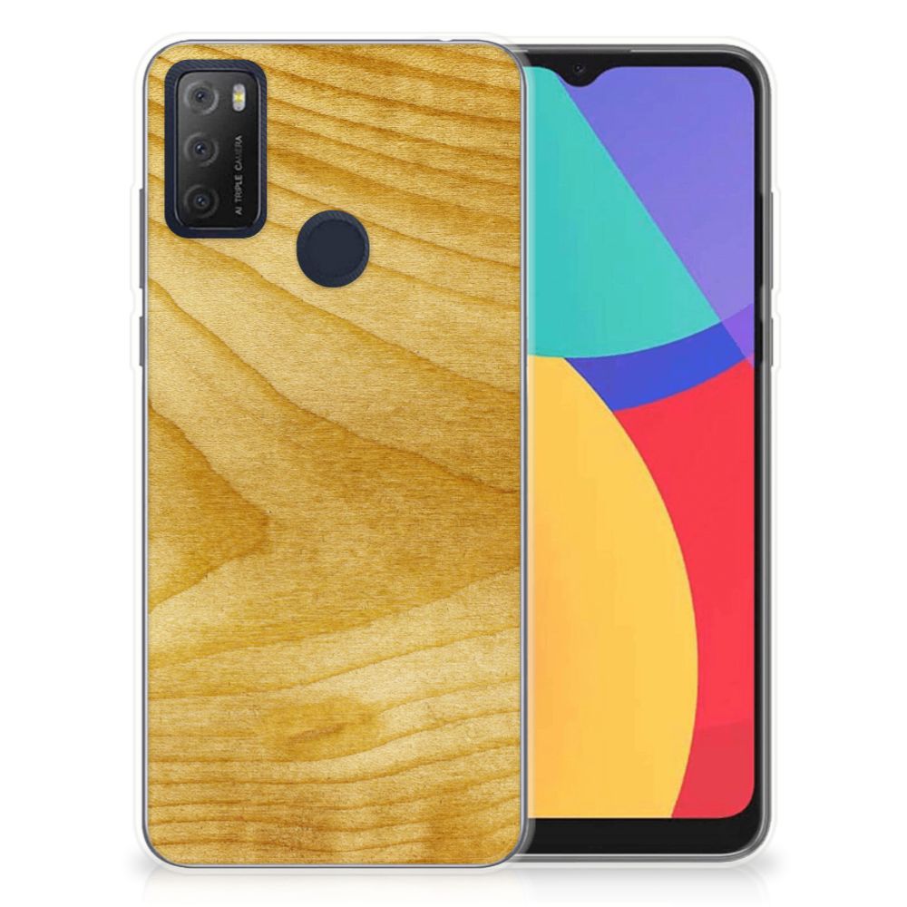 Alcatel 1S (2021) Bumper Hoesje Licht Hout