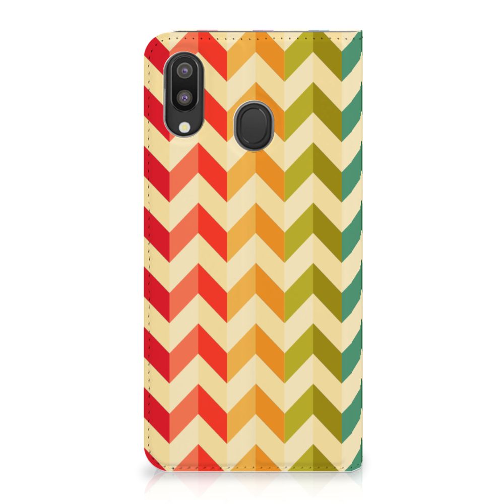 Samsung Galaxy M20 Hoesje met Magneet Zigzag Multi Color