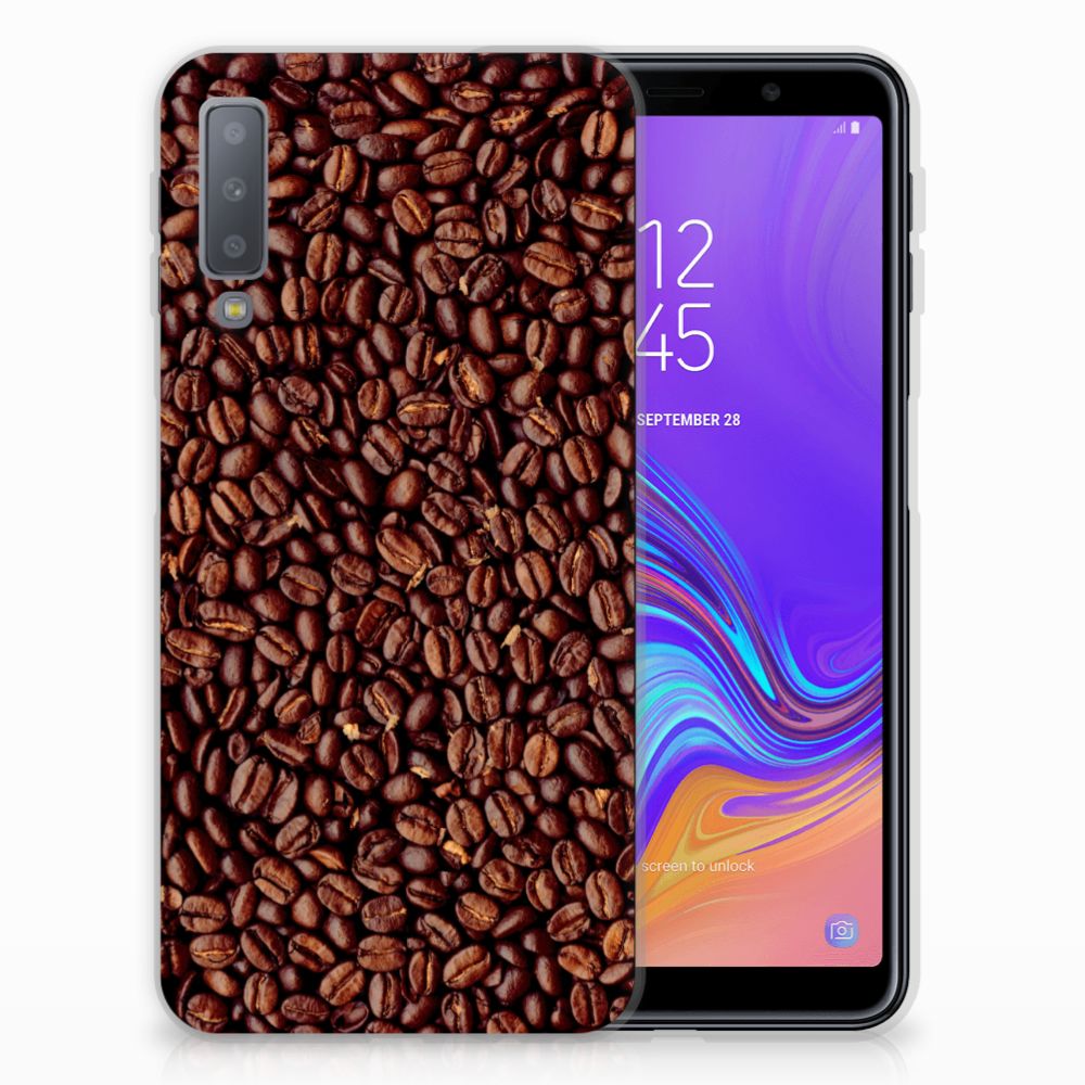 Samsung Galaxy A7 (2018) Siliconen Case Koffiebonen