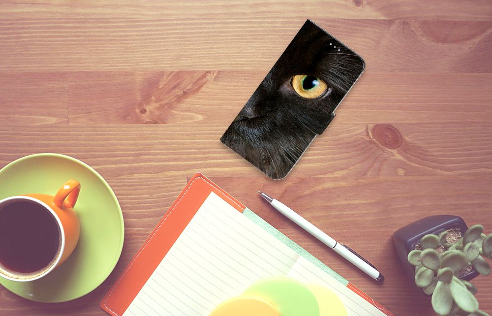 Samsung Galaxy A31 Telefoonhoesje met Pasjes Zwarte Kat