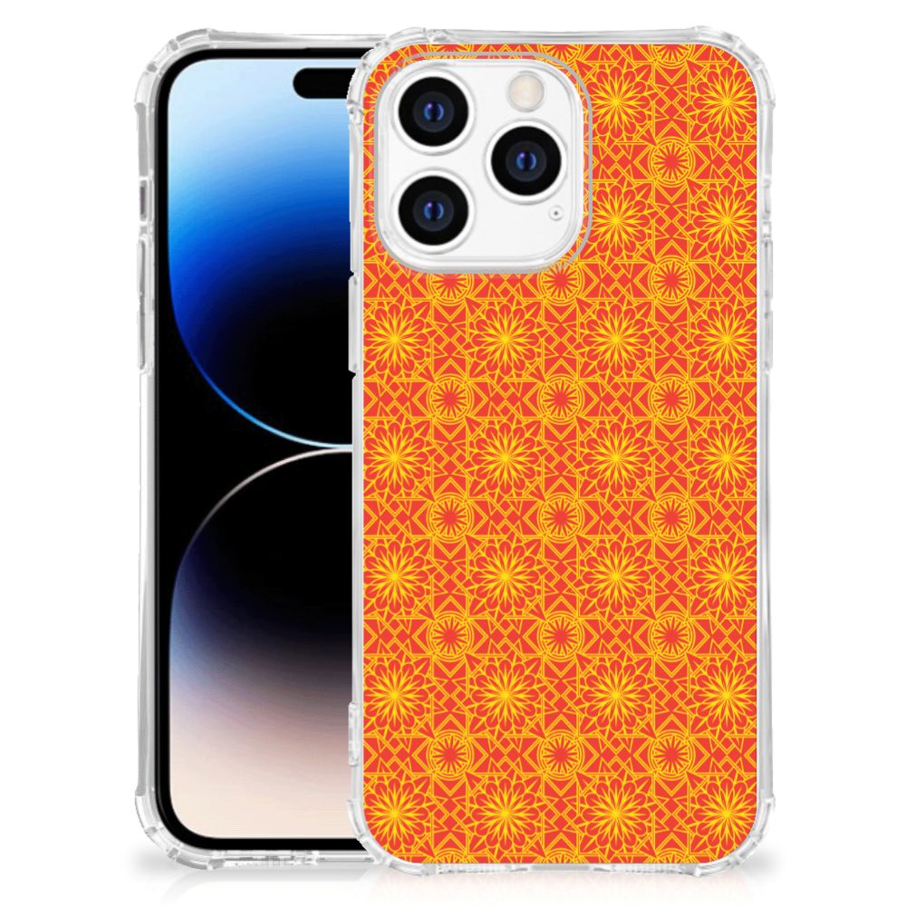 Apple iPhone 14 Pro Max Doorzichtige Silicone Hoesje Batik Oranje