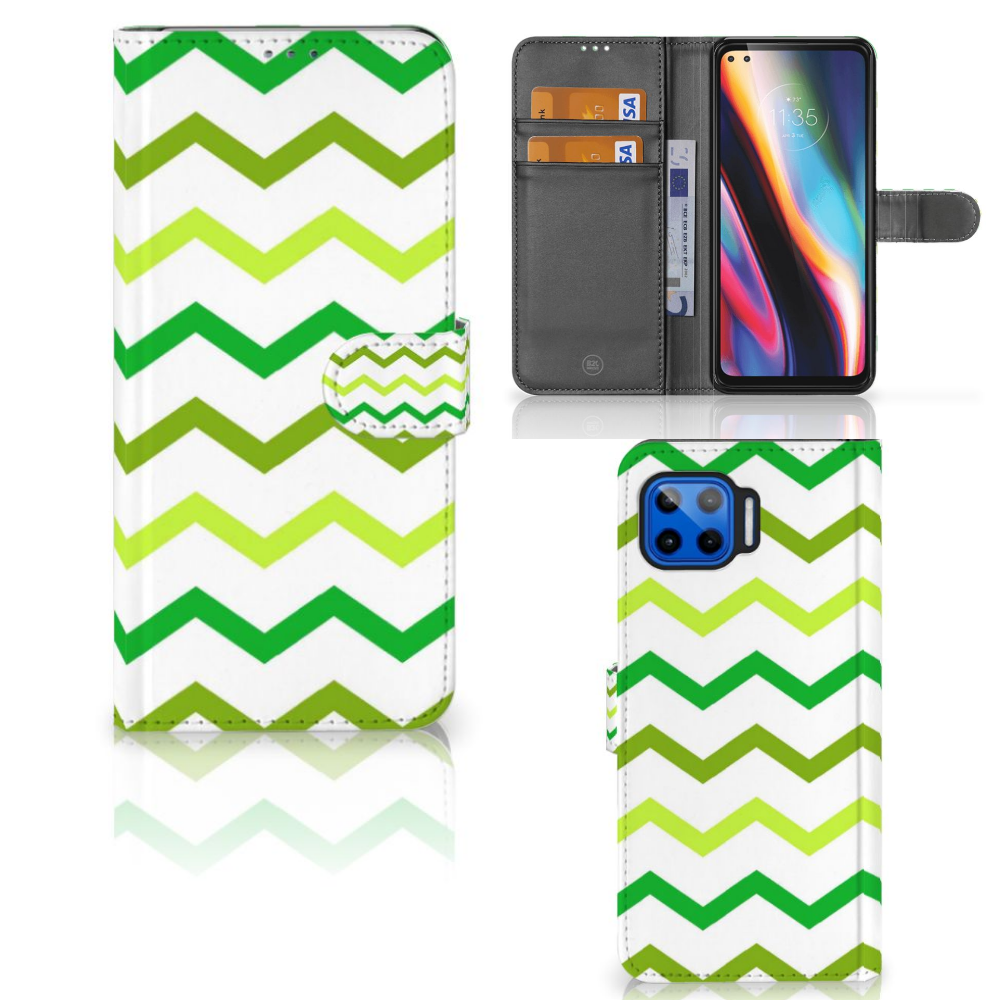 Motorola Moto G 5G Plus Telefoon Hoesje Zigzag Groen