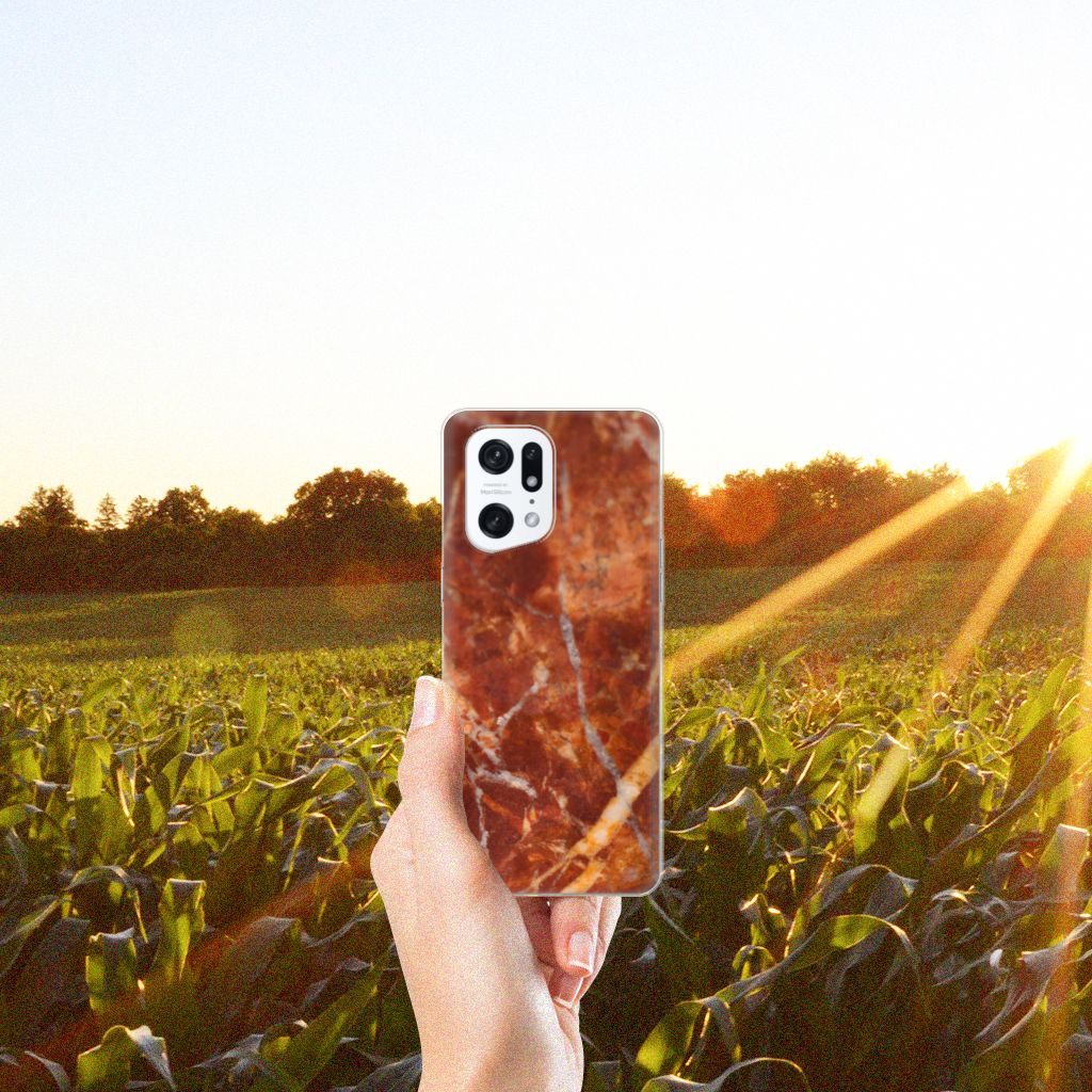 OPPO Find X5 Pro TPU Siliconen Hoesje Marmer Bruin B2C Telecom