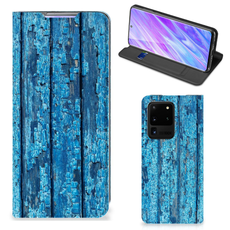 Samsung Galaxy S20 Ultra Book Wallet Case Wood Blue - B2C Telecom