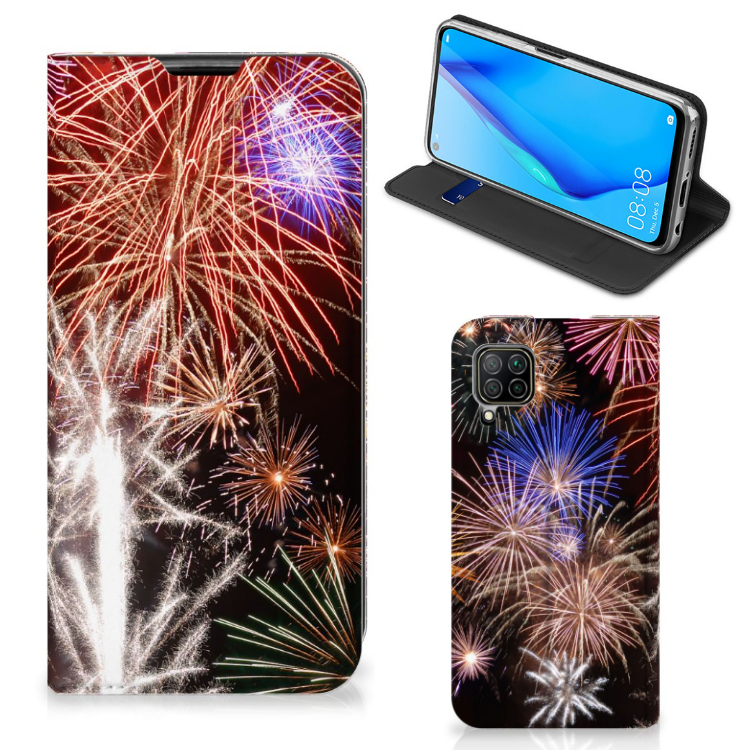Huawei P40 Lite Hippe Standcase Vuurwerk - B2C Telecom