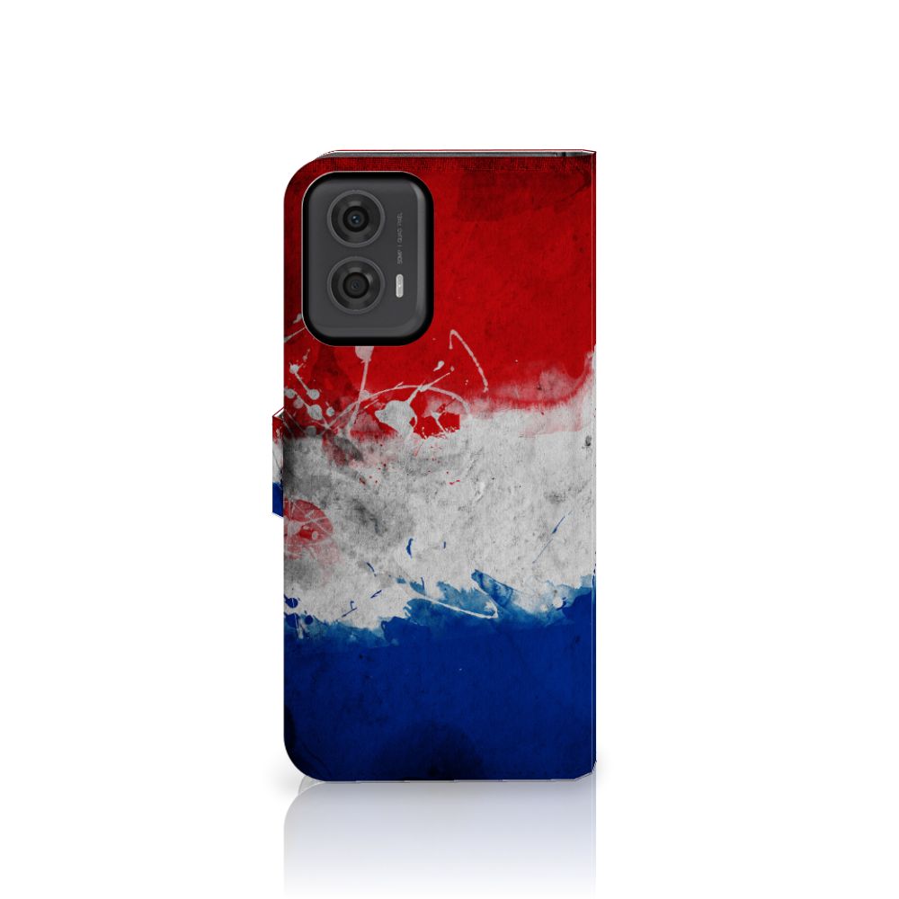 Motorola Moto G24 | G04 | G24 Power Bookstyle Case Nederland met artistiek ontwerp van de Nederlandse vlag