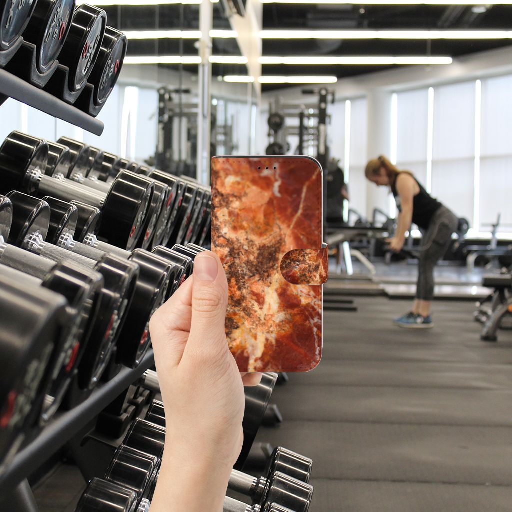 iPhone 13 Pro Bookcase Marmer Bruin