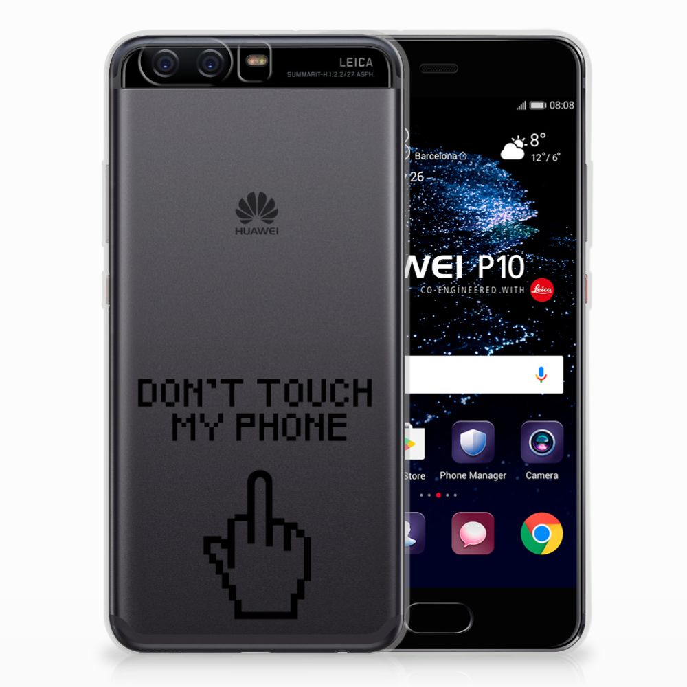 Huawei P10 Silicone-hoesje Finger Don't Touch My Phone