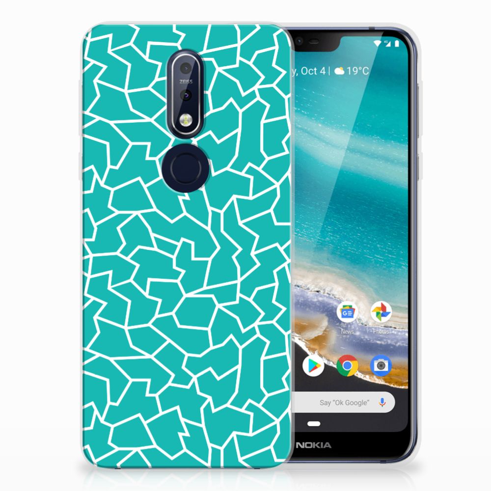 Nokia 7.1 Hoesje maken Cracks Blue