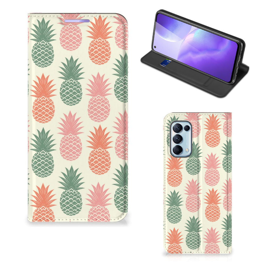 OPPO Find X3 Lite Flip Style Cover Ananas