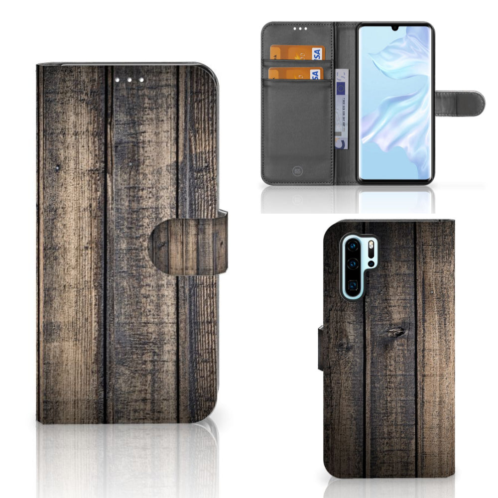 Huawei P30 Pro Book Style Case Steigerhout