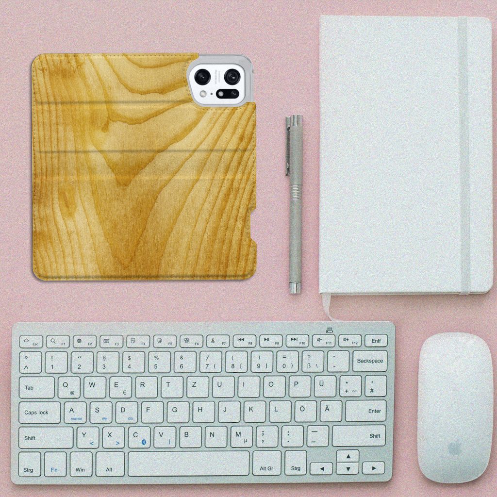 OPPO Find X5 Pro Book Wallet Case Licht Hout - B2C Telecom
