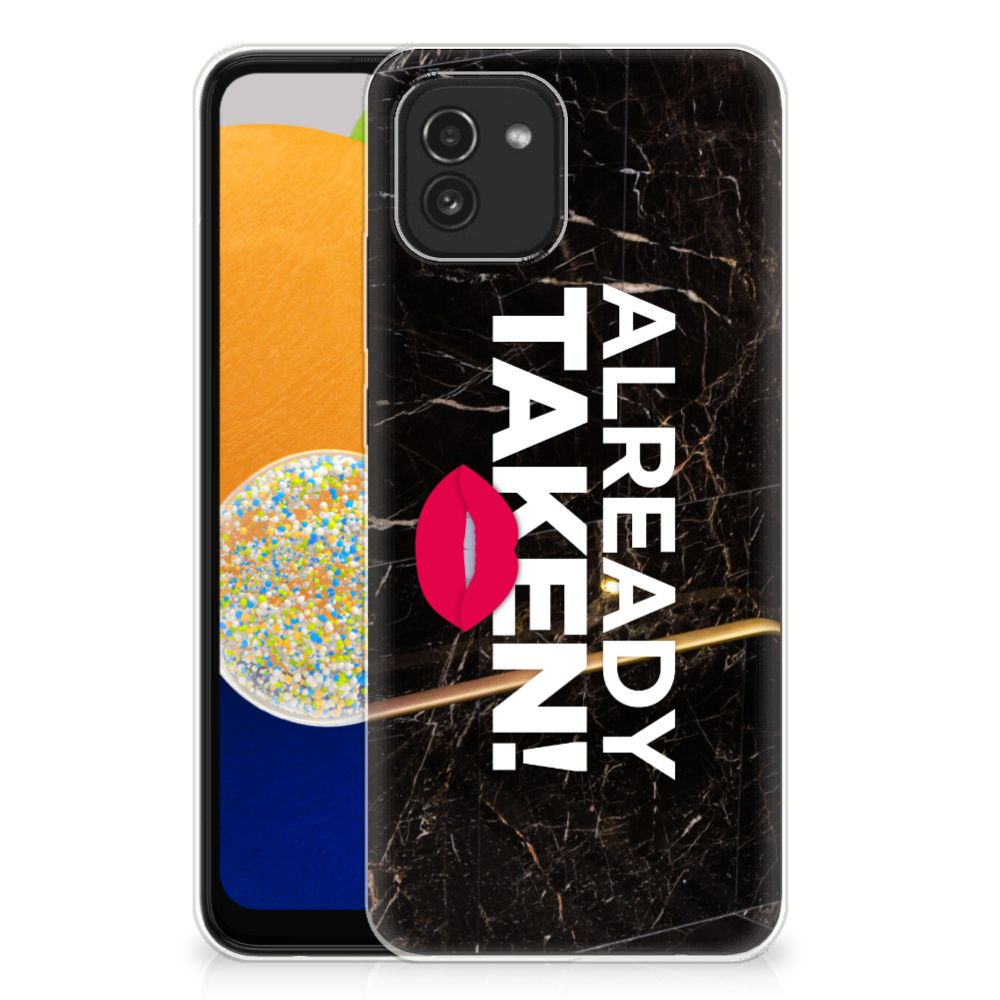 Samsung Galaxy A03 Siliconen hoesje met naam Already Taken Black B2C Telecom