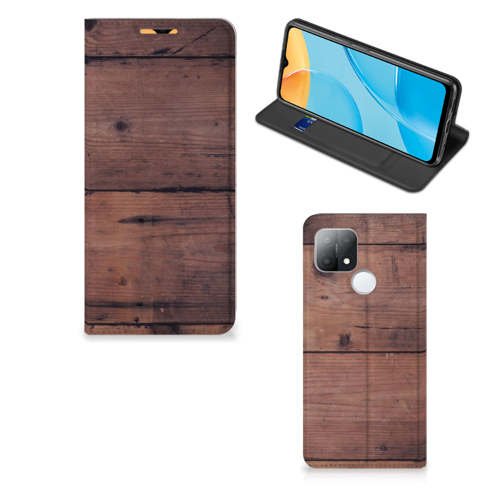 OPPO A15 Book Wallet Case Old Wood - B2C Telecom