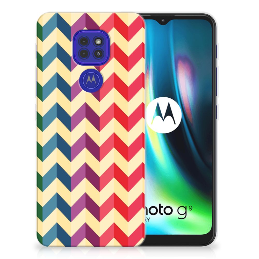 Motorola Moto G9 Play | E7 Plus TPU bumper Zigzag Multi Color B2C Telecom
