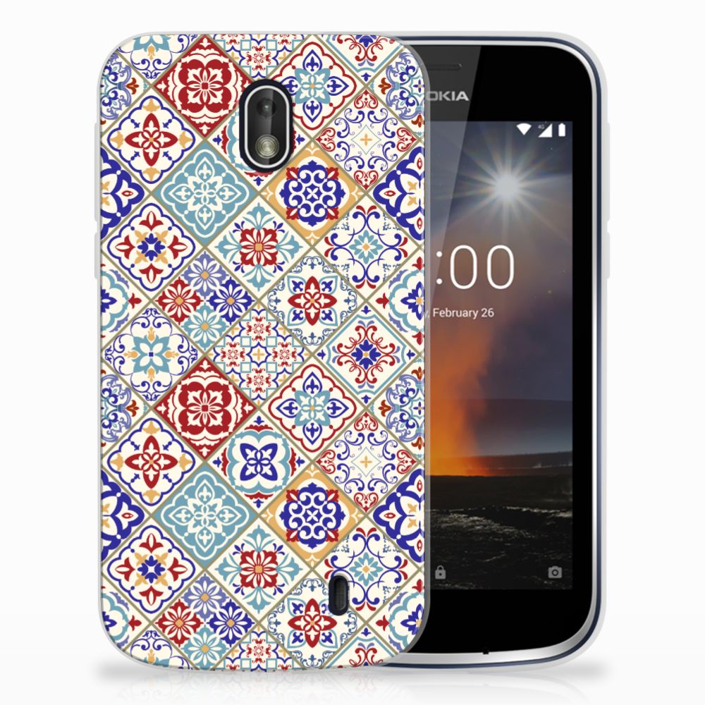 Nokia 1 TPU Siliconen Hoesje Tiles Color