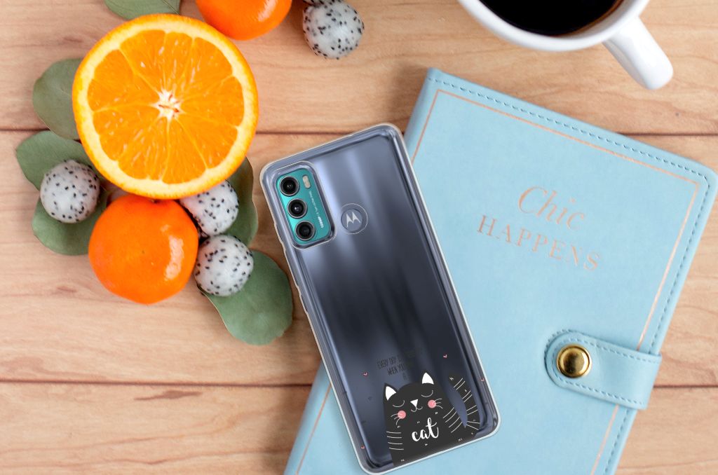 Motorola Moto G60 Telefoonhoesje met Naam Cat Good Day B2C Telecom