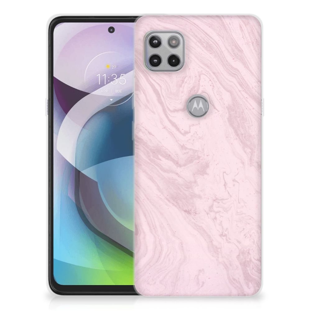 Motorola Moto G 5G TPU Siliconen Hoesje Marble Pink - Origineel Cadeau Vriendin