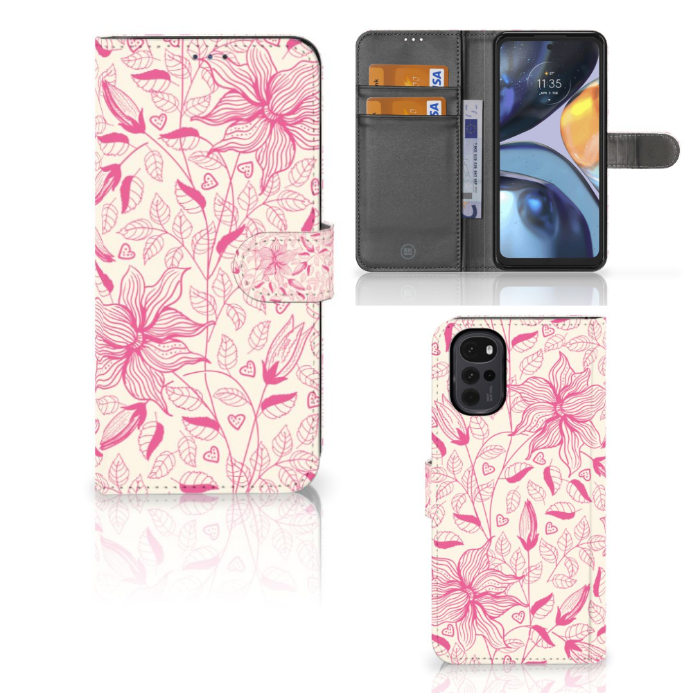 Motorola Moto G22 Hoesje Pink Flowers