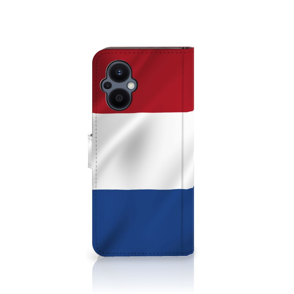 OPPO Reno 8 Lite | OnePlus Nord N20 Bookstyle Case Nederlandse Vlag met artistiek design in Nederlandse kleuren.