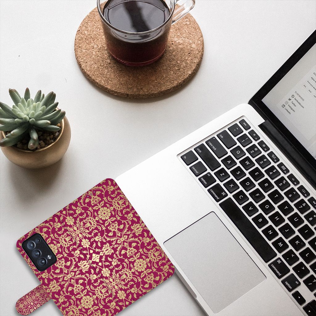 Wallet Case OPPO Reno 6 Pro Plus 5G Barok Pink