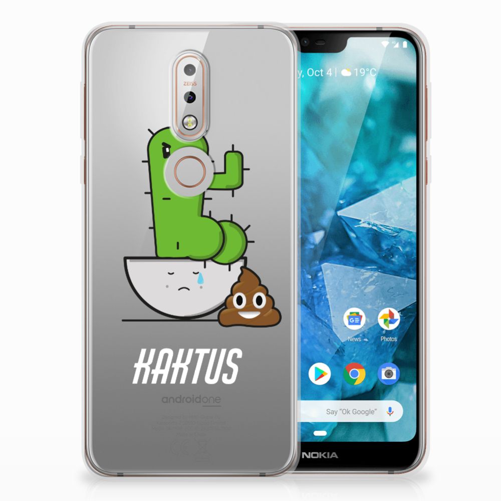 Nokia 7.1 Telefoonhoesje met Naam Cactus Poo