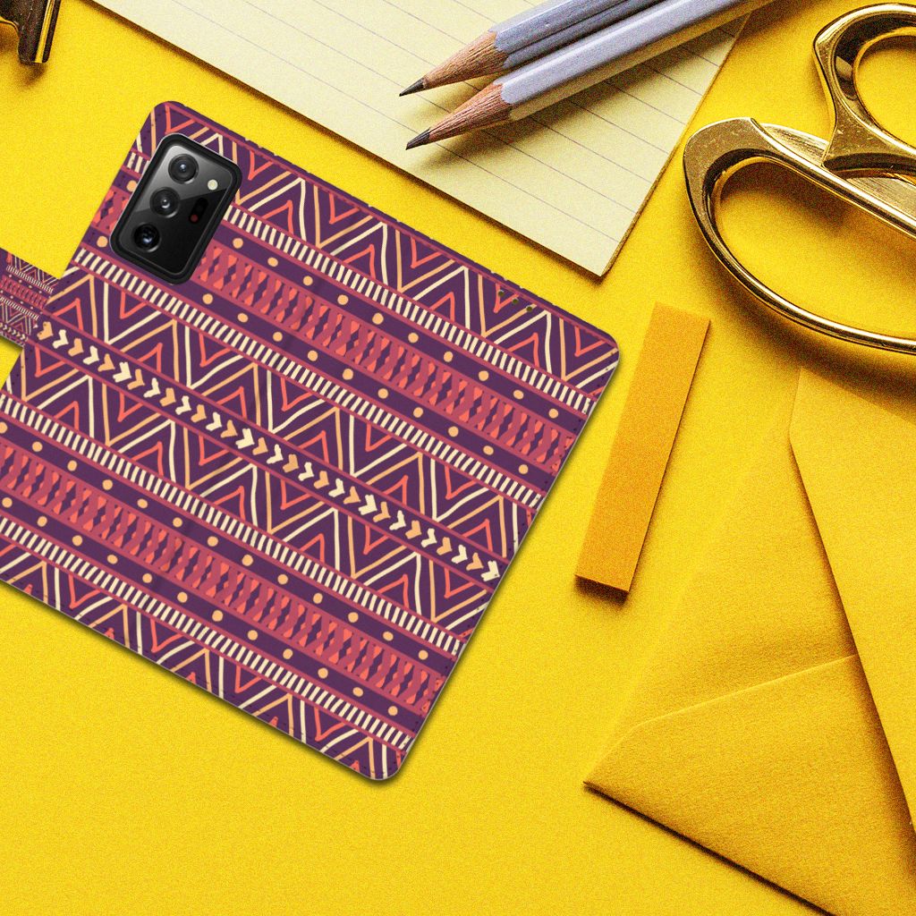 Samsung Galaxy Note20 Ultra Telefoon Hoesje Aztec Paars