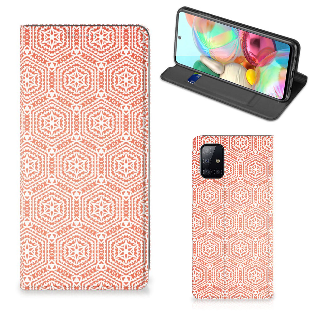Samsung Galaxy A71 Hoesje met Magneet Pattern Orange