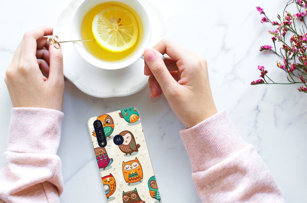Motorola Moto G8 Power Lite TPU Hoesje Vrolijke Uilen
