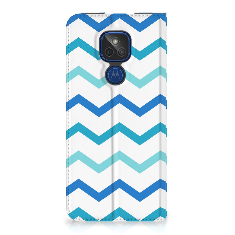 Motorola Moto G9 Play Hoesje met Magneet Zigzag Blauw - B2C Telecom