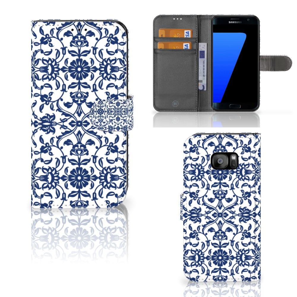 Samsung Galaxy S7 Edge Hoesje Flower Blue