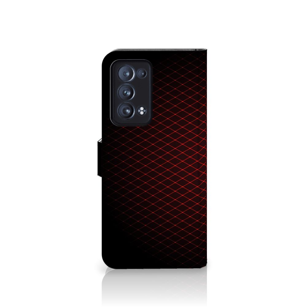 OPPO Reno 6 Pro Plus 5G Telefoon Hoesje Geruit Rood met geometrisch ontwerp in zwart en rood.