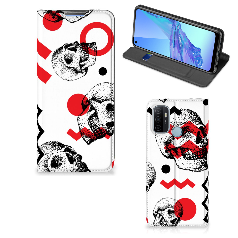 Mobiel BookCase OPPO A53 | A53s Skull Red - B2C Telecom
