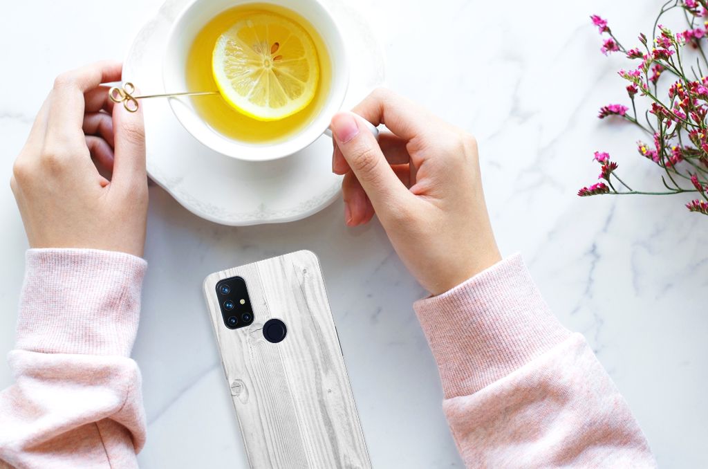 OnePlus Nord N10 5G Bumper Hoesje White Wood