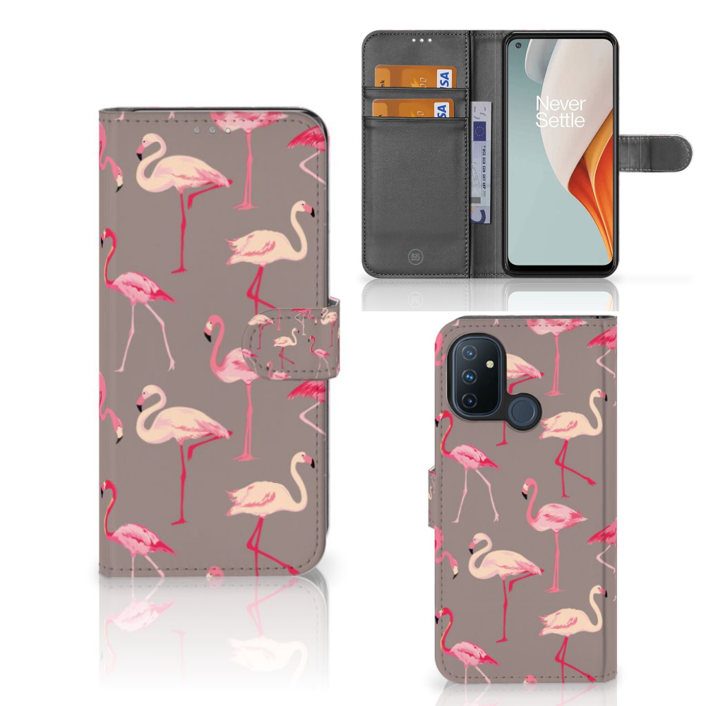 OnePlus Nord N100 Telefoonhoesje met Pasjes Flamingo