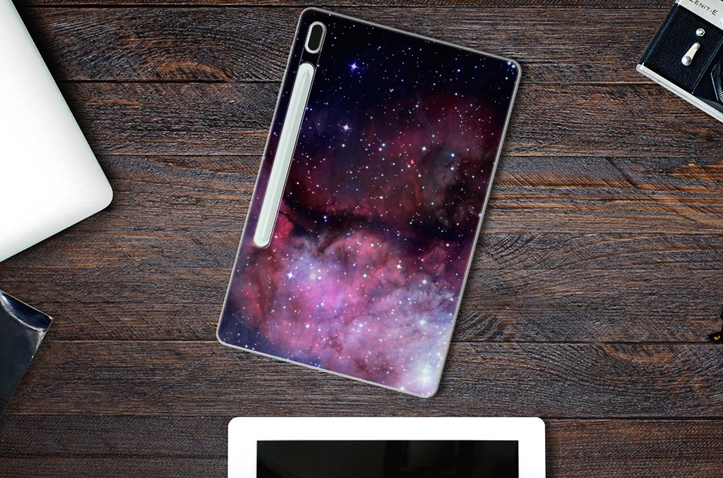 Samsung Galaxy Tab S7FE Galaxy Back Cover heelal design voorkant